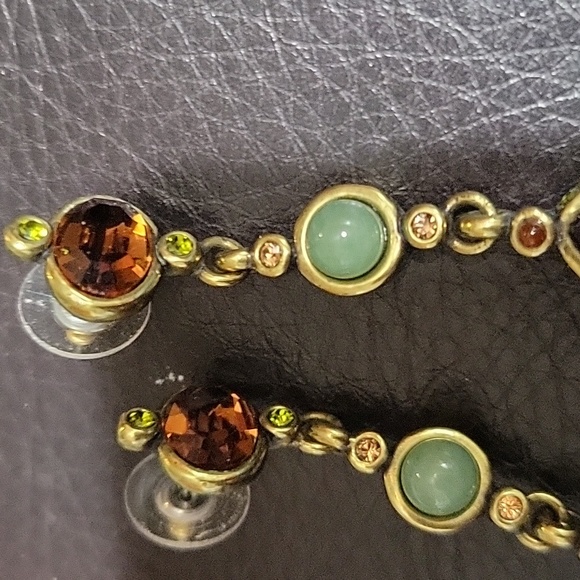 HEIDI DAUS DANGLE W/ FACETED AMBER & PURPLE & GREEN ROUND BEAD EARRINGS PIERCED - Picture 11 of 12